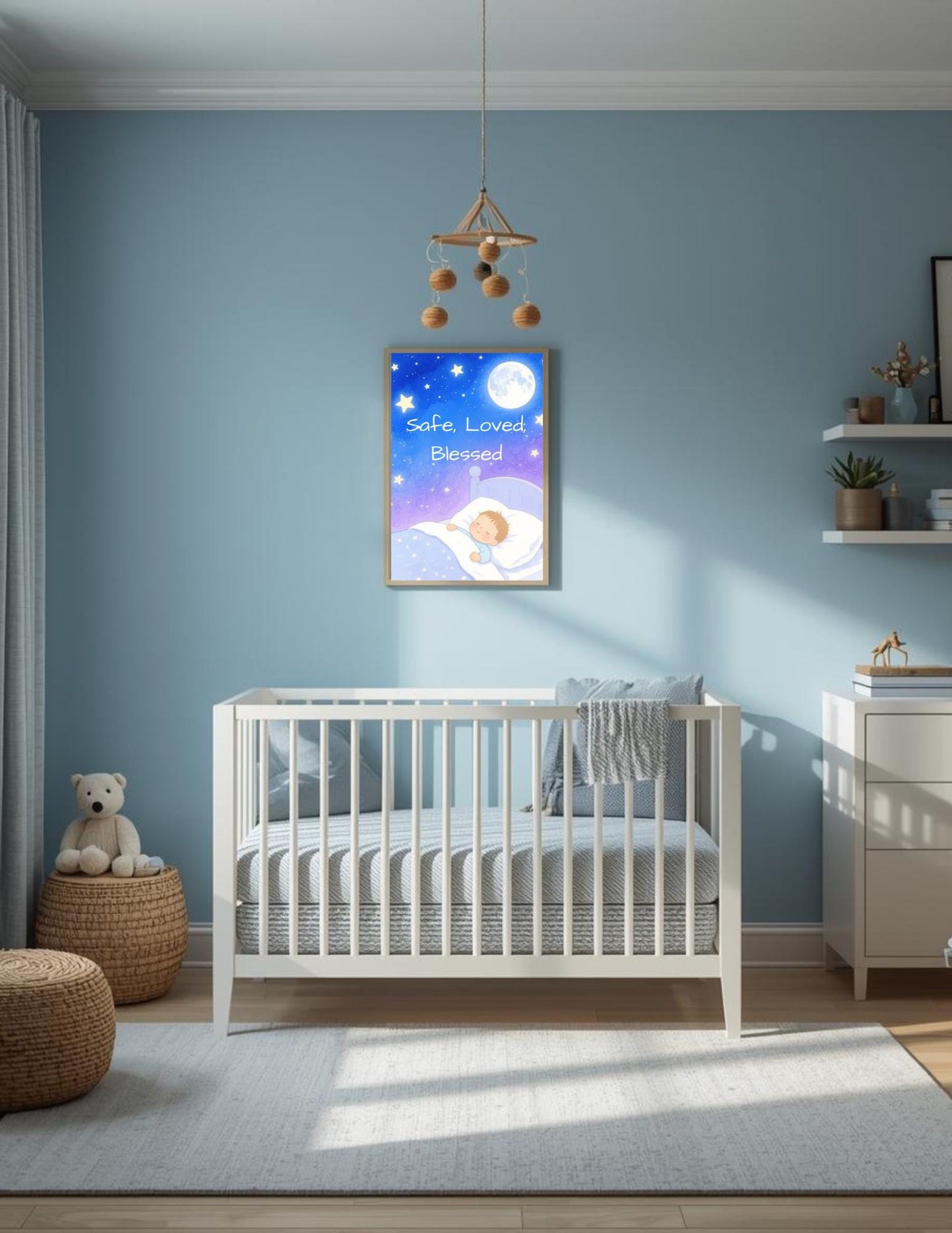 Safe, Loved, Blessed Nursery Art