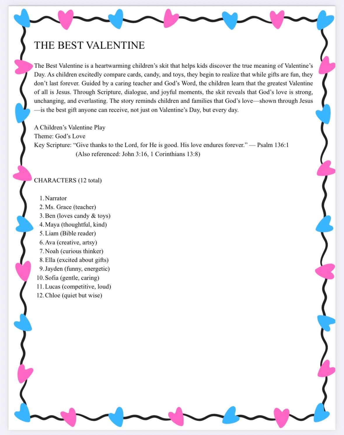 Children's Valentine Play: Christian Skit About God's Love