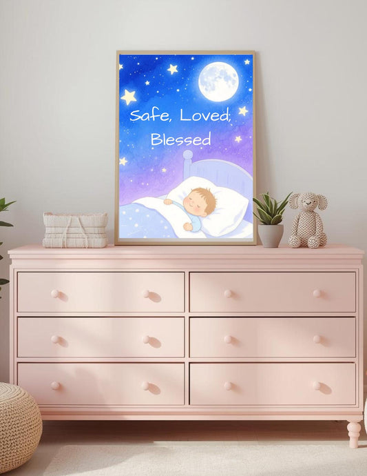 Safe, Loved, Blessed Nursery Art
