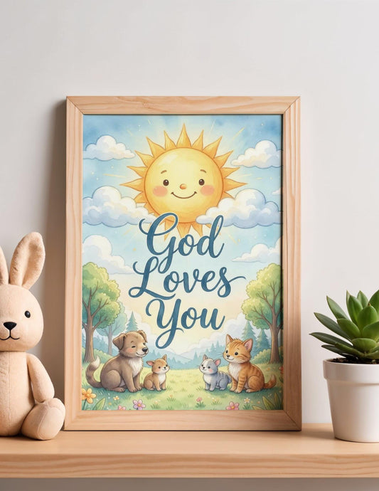 God Loves You Nursery Art