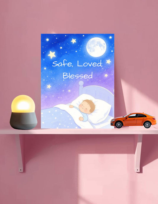 Safe, Loved, Blessed Nursery Art