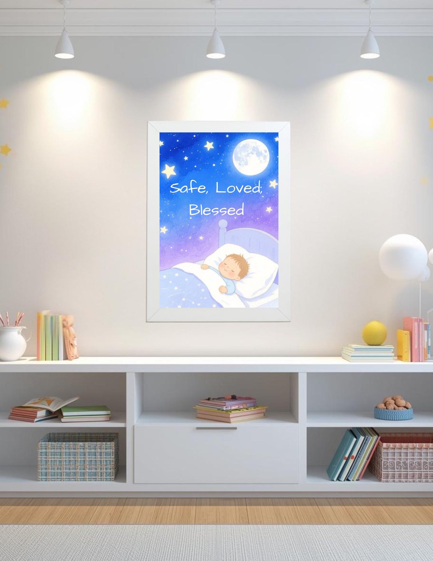 Safe, Loved, Blessed Nursery Art