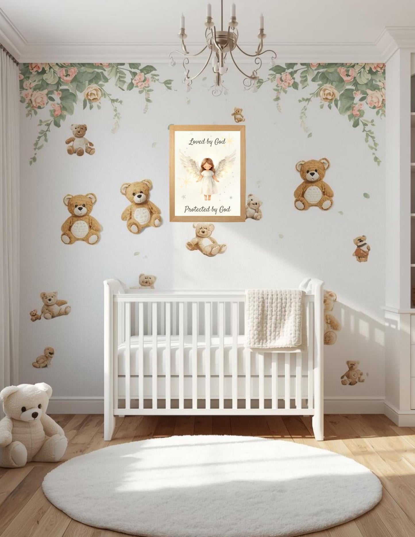 Angel Nursery Print, Loved by God, Protected by God