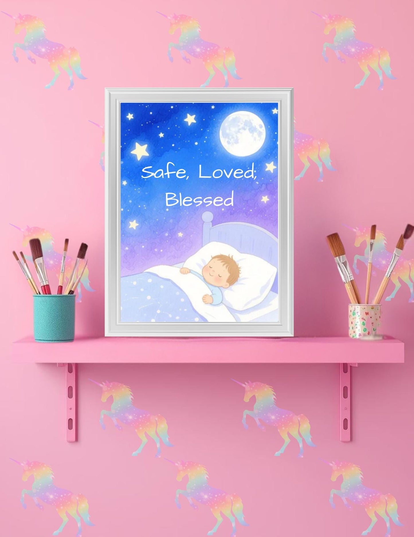 Safe, Loved, Blessed Nursery Art