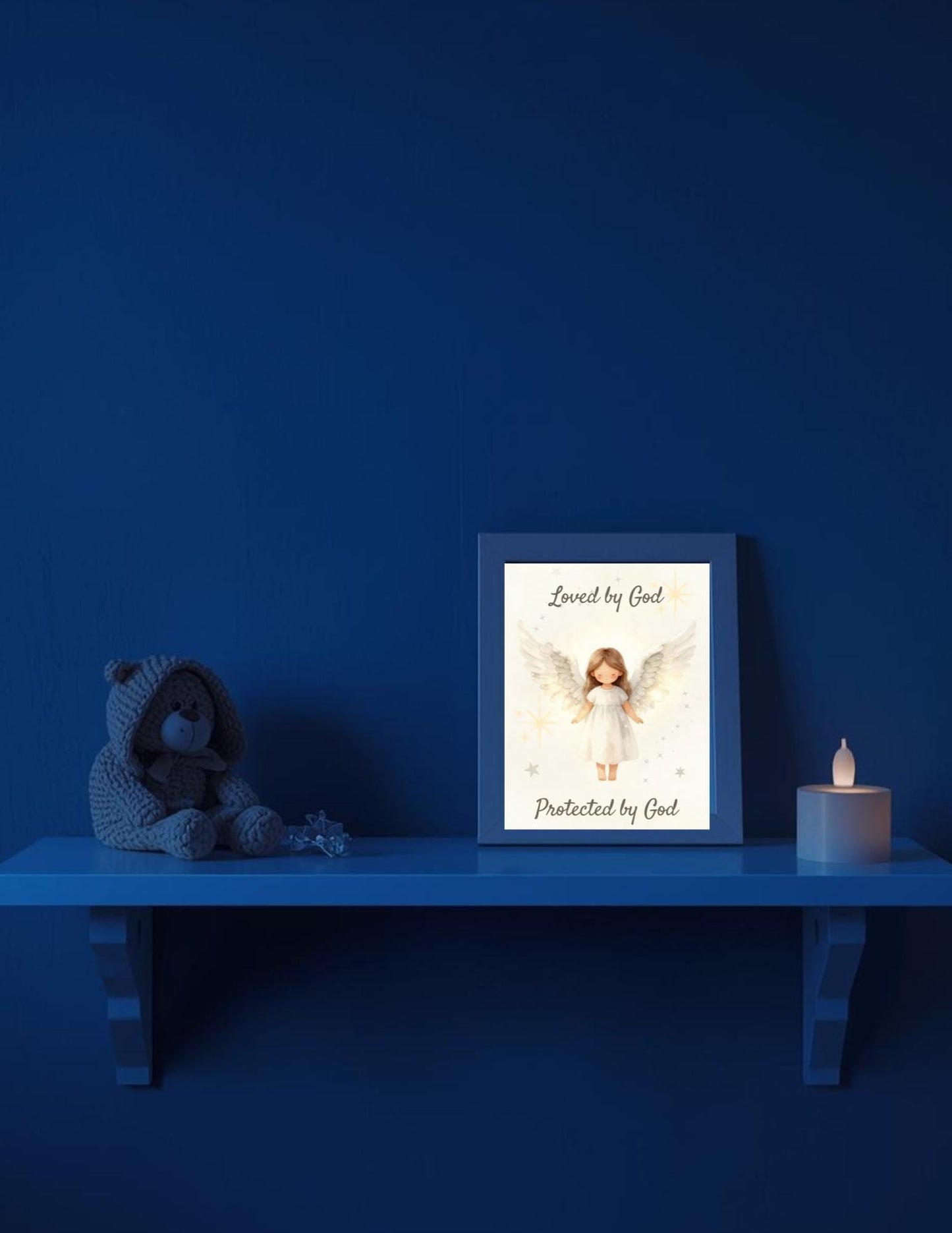 Angel Nursery Print, Loved by God, Protected by God